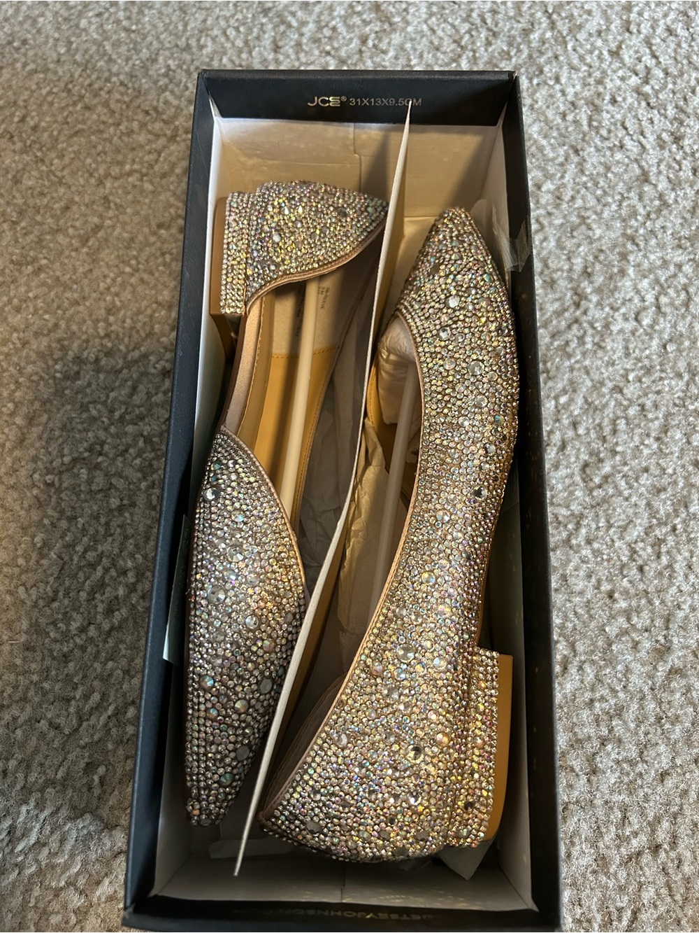 Betsey Johnson Iridescent Crystal Embellished Pointed Flat - Multicolor (Size 8) - Picture 5 of 7